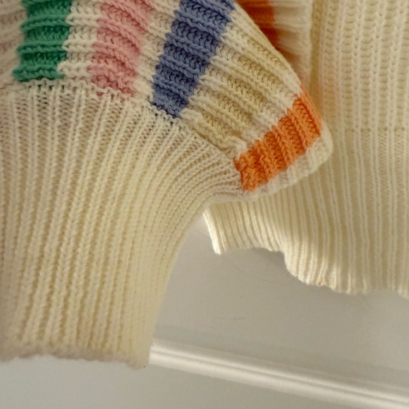 Blank Paige Rainbow Arc Slouchy Off The Shoulder Sweater Ivory Multi Large - Picture 6 of 12